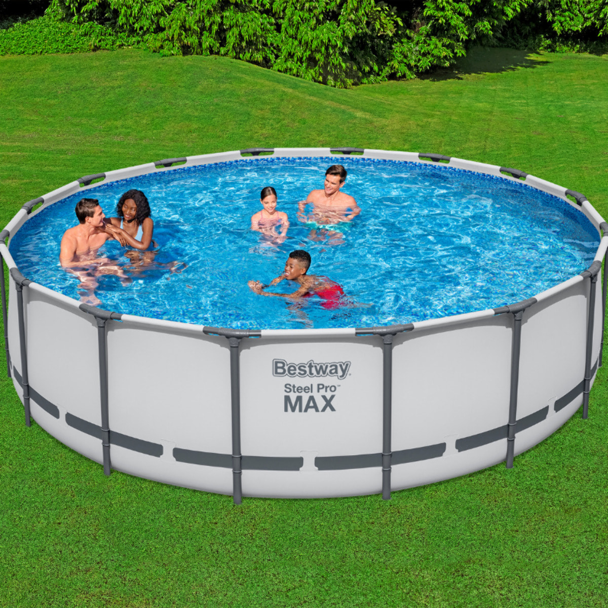 Bestway Piscine hors sol tubulaire ronde Bestway Steel Pro Max 488 x 122 cm gris clair