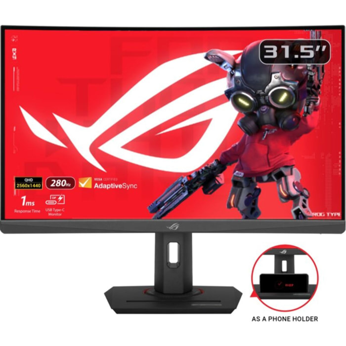 Ecran PC Gamer ASUS ROG XG32WCMS 32" Incurvé 1500R QHD 280Hz Fast VA HDR 400 HDMI 2.1 Adaptive-Sync