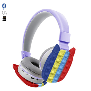 Cuffie AKZ K33 Bubble Pop It Bluetooth 5.1, radio FM, lettore di schede Micro SD.