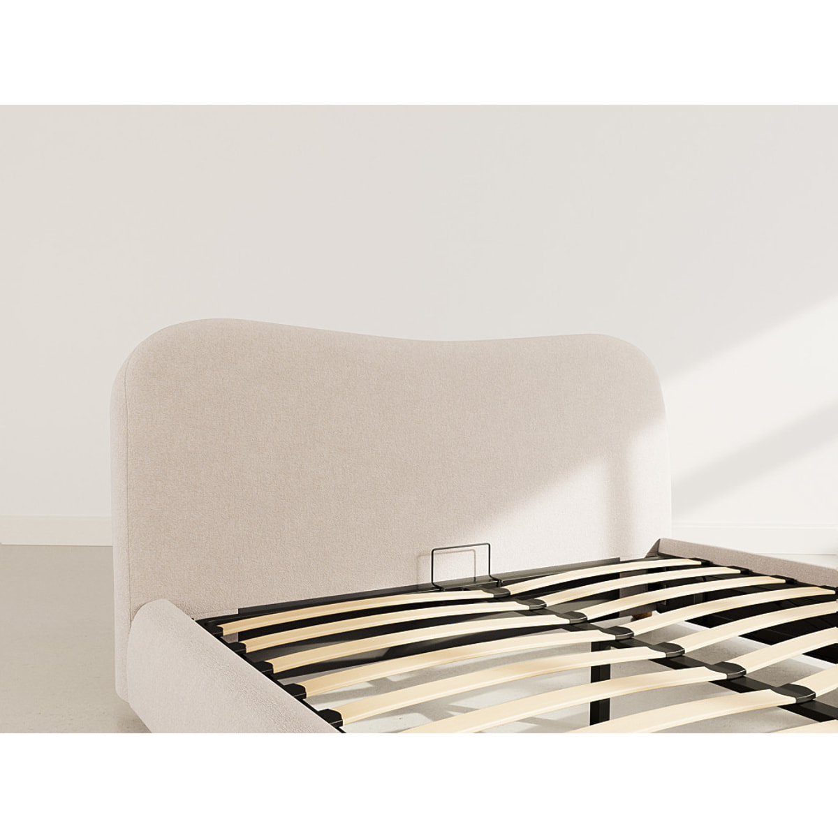 Hugo - lit coffre - 160x200 cm - en velours texturé - Beige