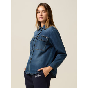 Oltre - Camicia giacca in denim con cristalli - Blu