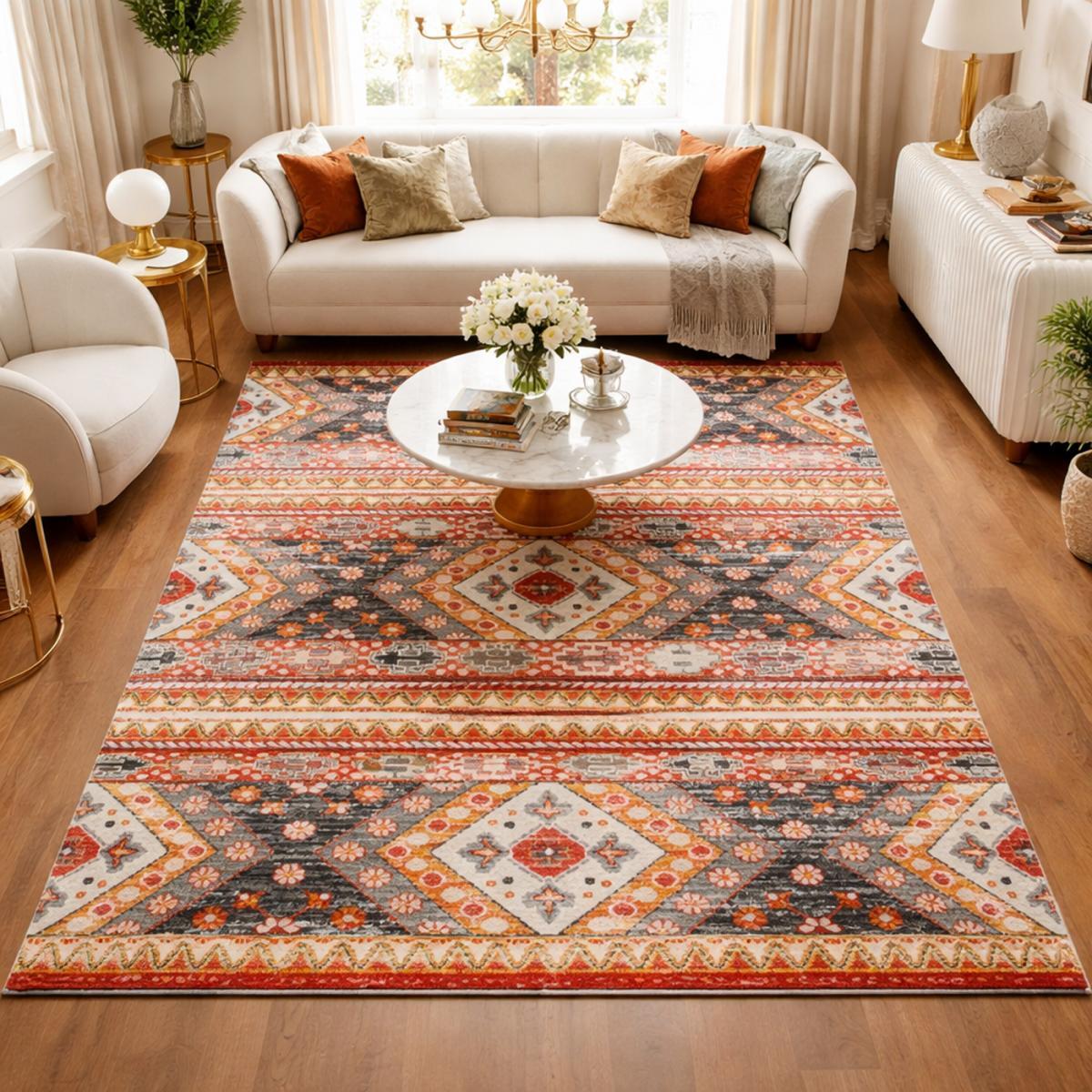 tapis fin aux motifs traditionnels Ethniques