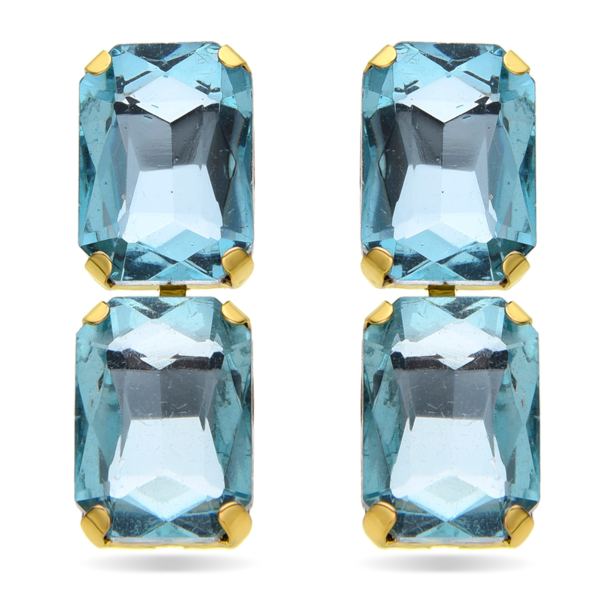 Pendientes de Cristal Azul acabados en oro amarillo de 18k