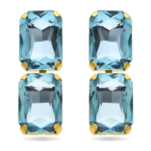 Pendientes de Cristal Azul acabados en oro amarillo de 18k