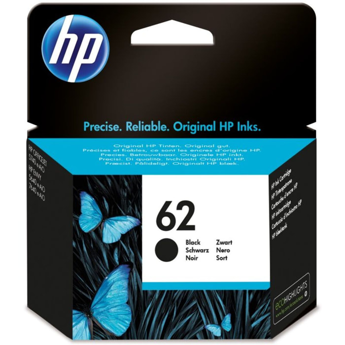 Cartouche d'encre HP Originale 62 Noire Standard - C2P04AE
