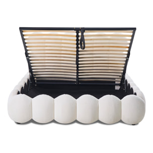 Lit coffre laine bouclée blanche