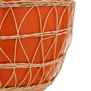 Vase "Yuca" céramique et rotin H33,5cm