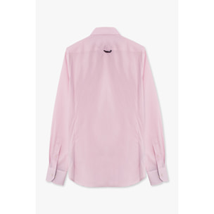 camicia uomo 1 bottone button down slim Popeline Stretch Unito Rosa
