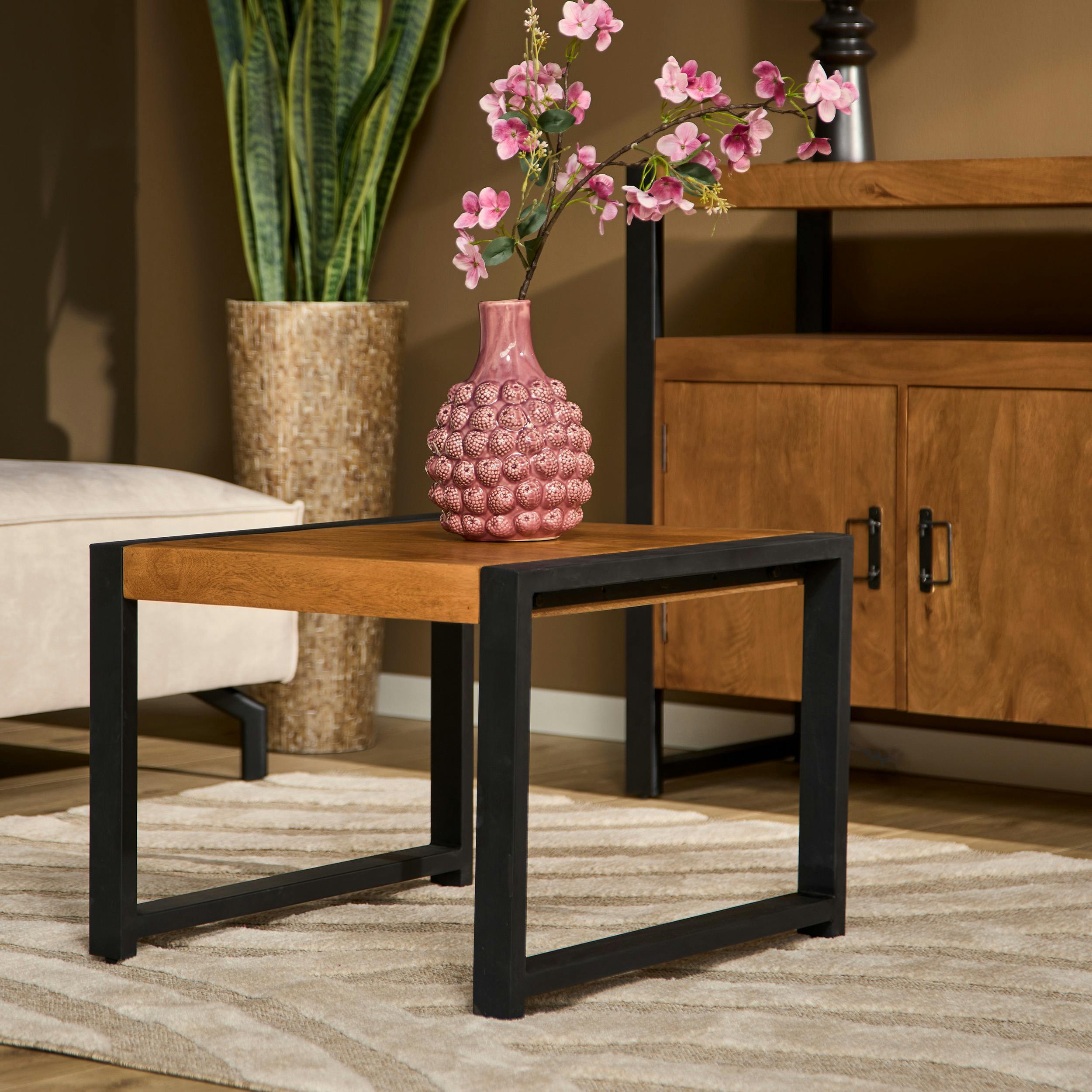 Bout de canapé bois métal MILORA