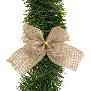 Guirlande de Noël boa vert nœuds en jute 100x4x2.7m
