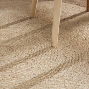 Tapis rond, motif simple authentique, voxa, jute tissé à la main