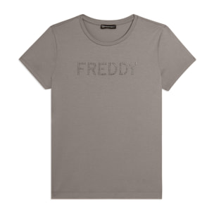 T-shirt manica corta con logo FREDDY in strass