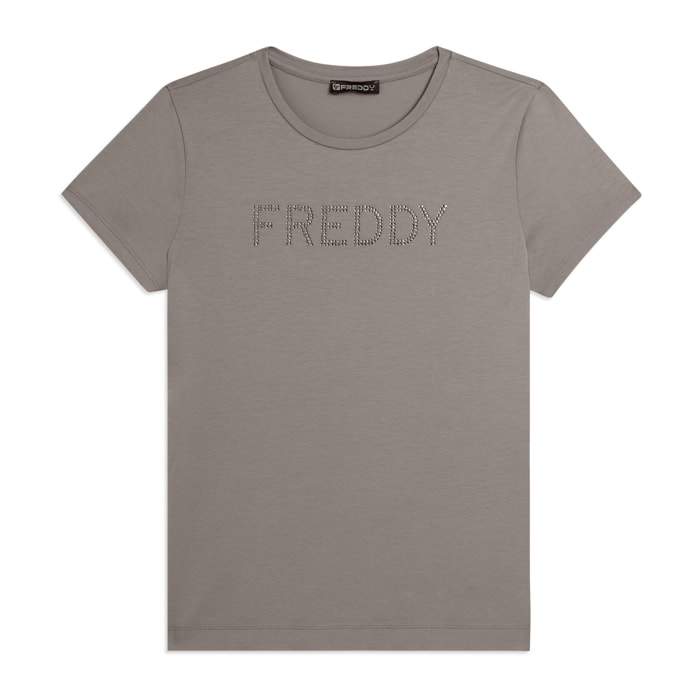 T-shirt manica corta con logo FREDDY in strass