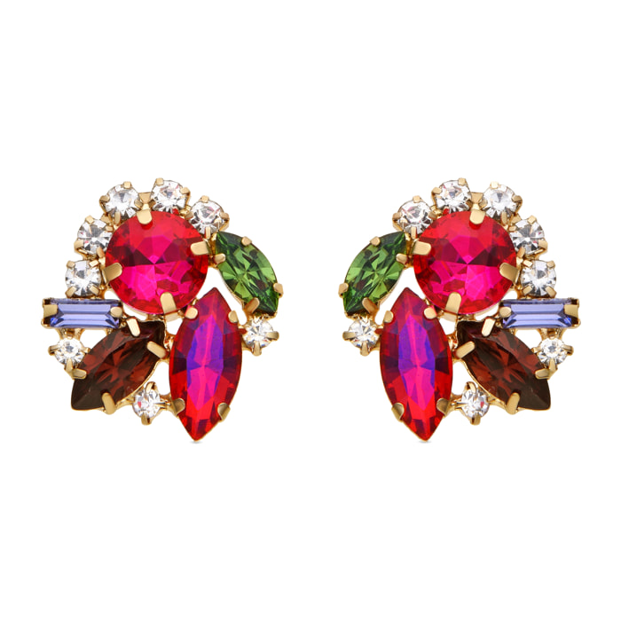 Pendientes de Cristal Morado acabados en oro amarillo de 18k