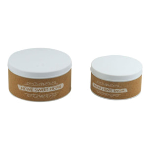 Set di 2 scatole in metallo e sughero tondo cmø19h10