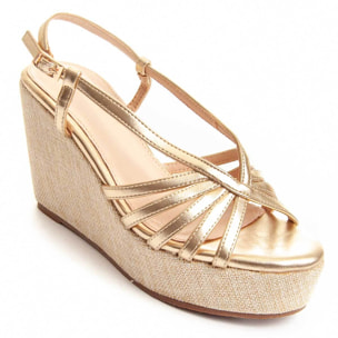 Sandalias de Cuña - Dorado - Altura: 12 cm