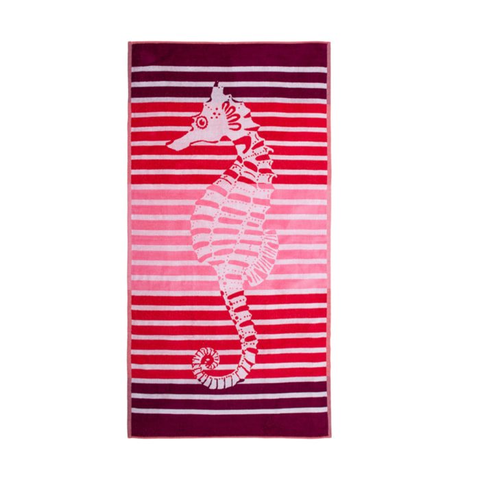 Telo Mare Spugna Jacquard Spiaggia Disegno Cavalluccio