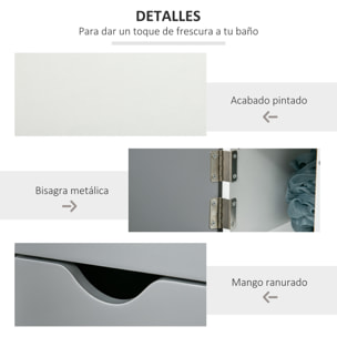 Columna de Baño Mueble de Baño con Puertas y Estantes Abiertos Armario de Baño Estilo Moderno 15,2x29,8x118 cm Blanco y Gris