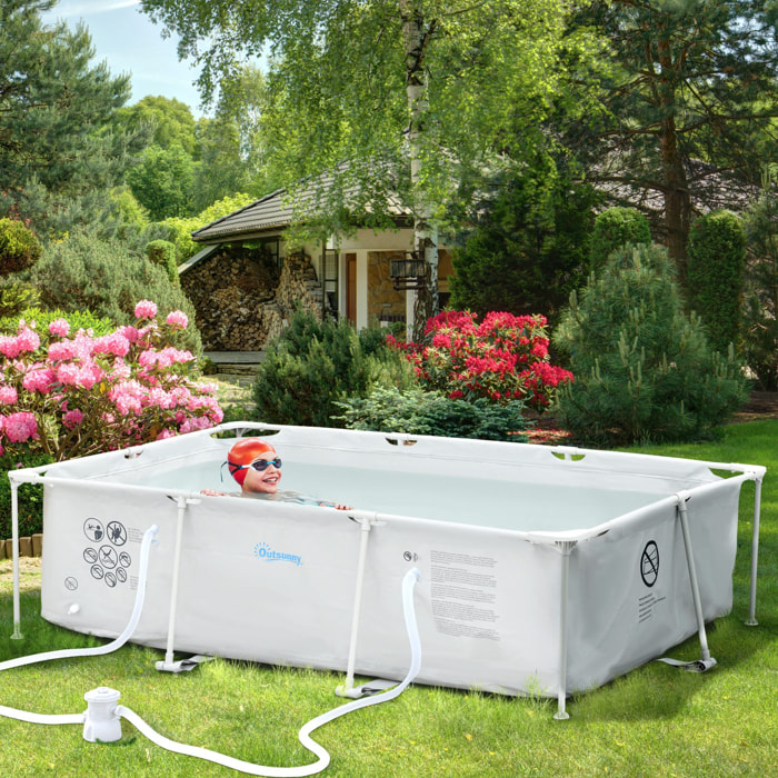 Piscine tubulaire hors sol rectangulaire cadre en métal avec filtre 292L x 190l x 75H cm gris