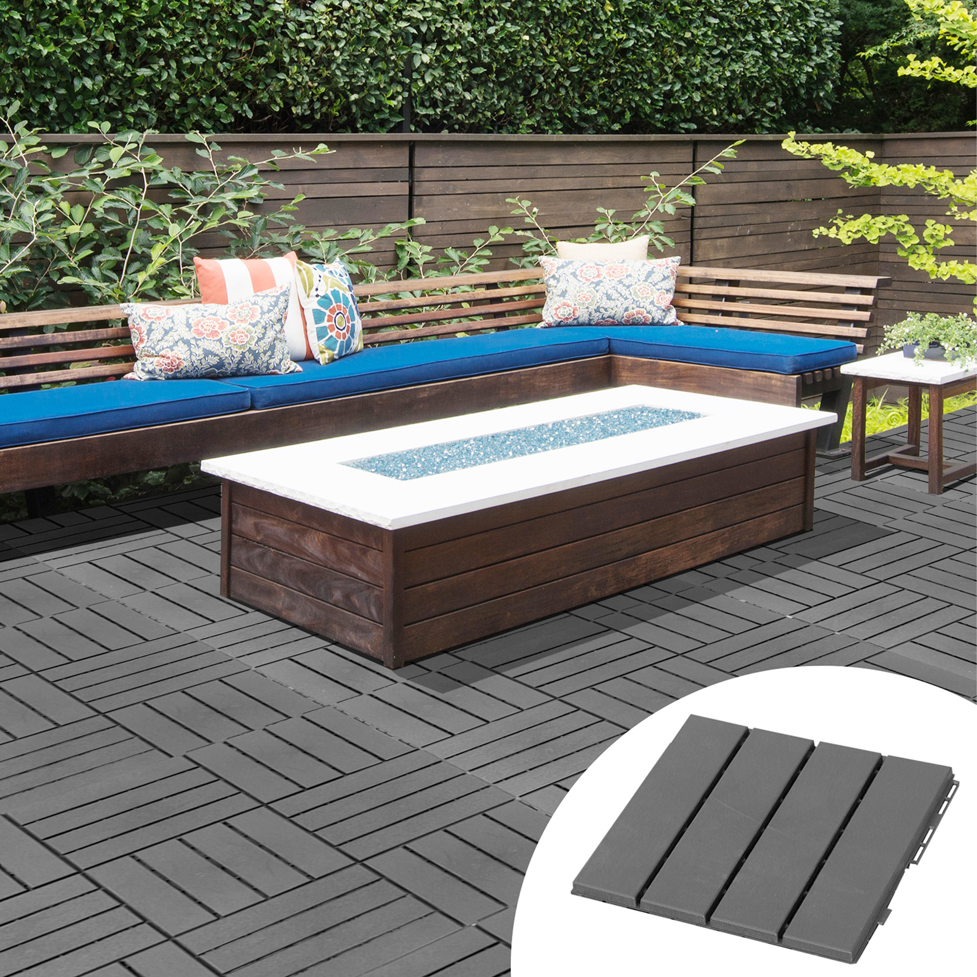 Outsunny Baldosas Cuadradas para Suelos Antideslizantes Exteriores Interiores Paquete de 9 Piezas 0.81 m² 30x30 cm Gris Oscuro