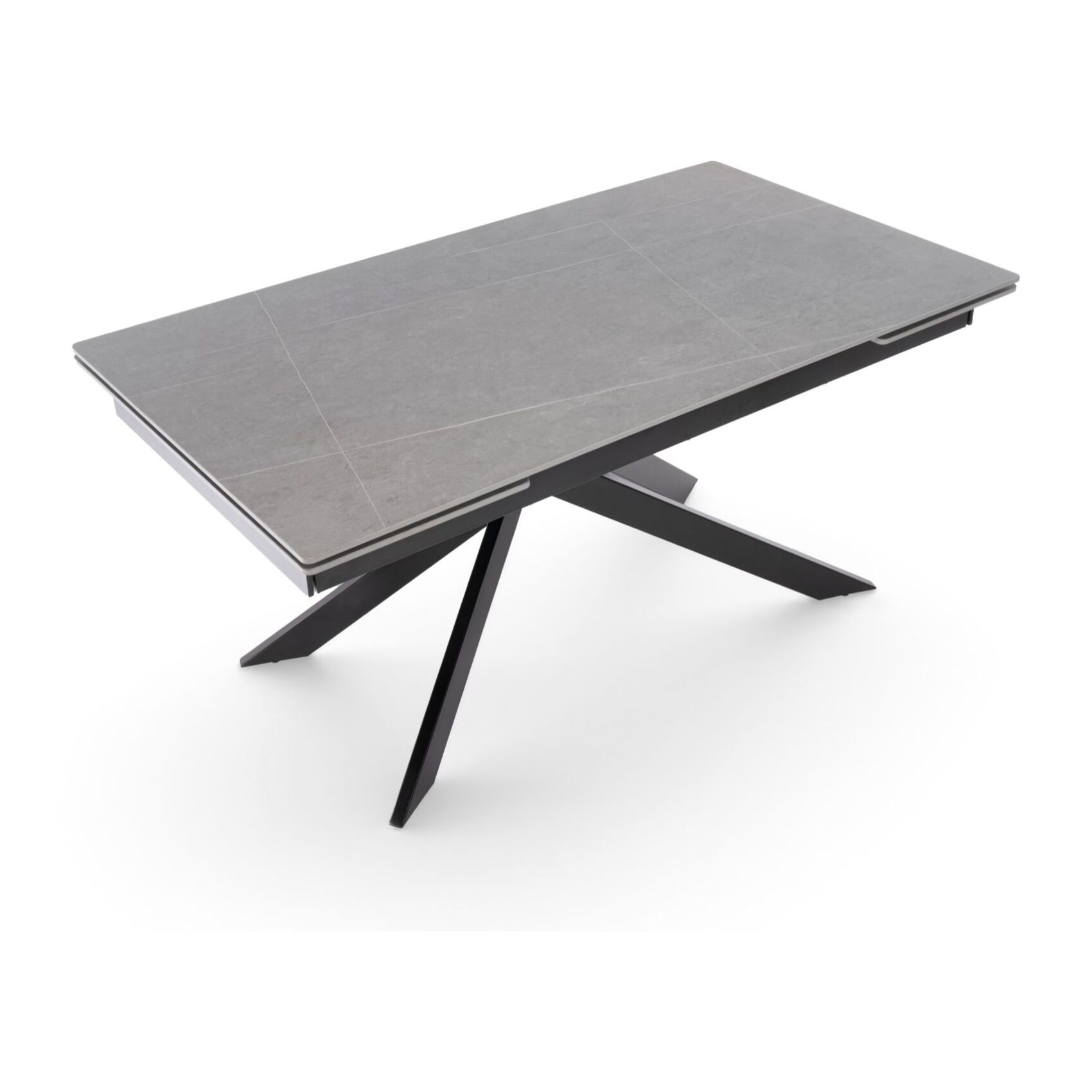 Tavolo allungabile BEVERLY HILLS in ceramica finitura pietra grigio 160+40+40x90x76