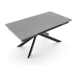 Tavolo allungabile BEVERLY HILLS in ceramica finitura pietra grigio 160+40+40x90x76