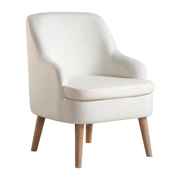 Fauteuil Naivi -tissu et bois-couleur beige 60 x 77 x 62 cm