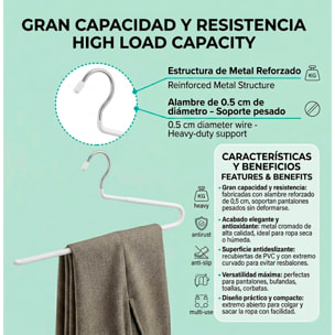 Set de perchas para pantalones con refuerzo - Antideslizante con recubrimiento de PVC