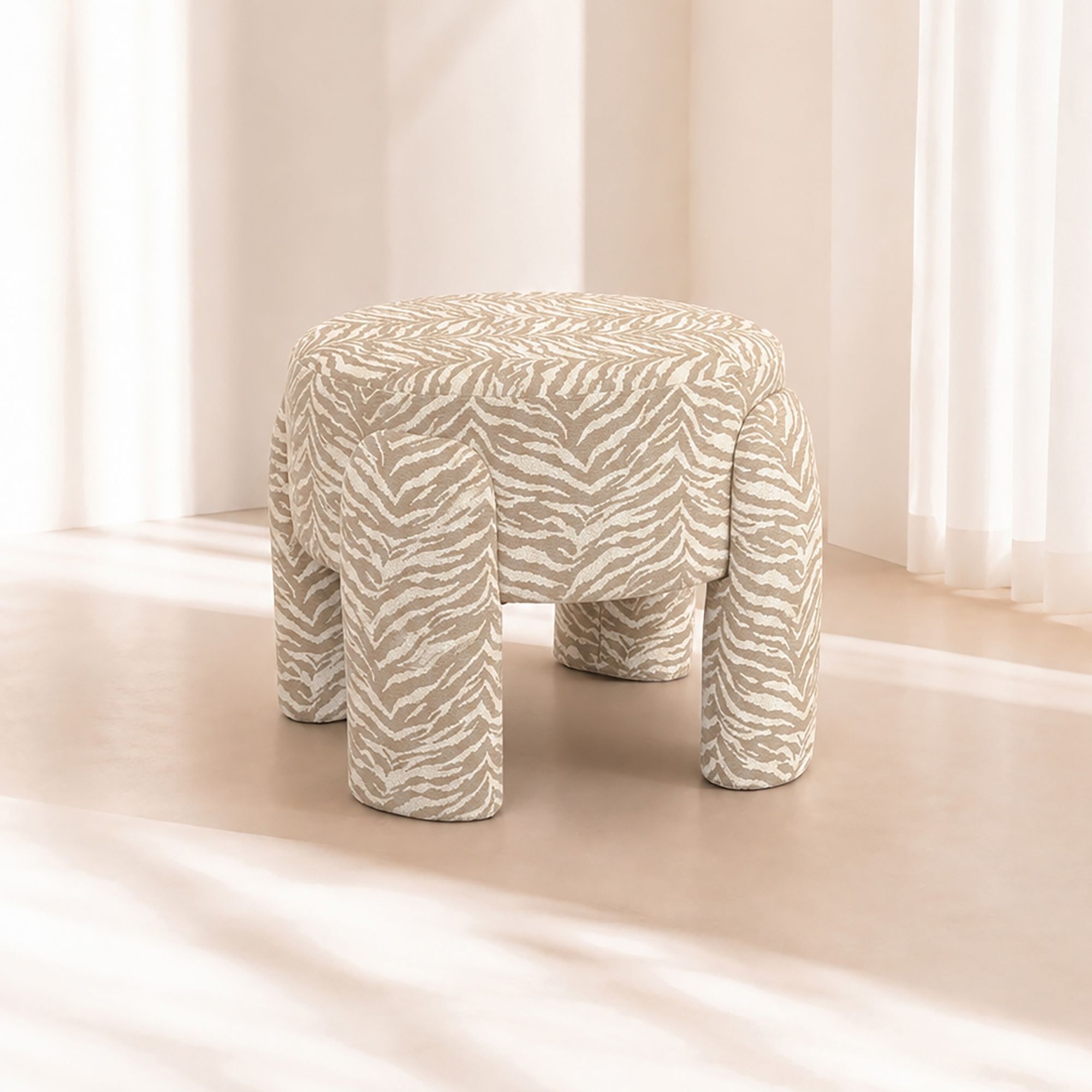 Tabouret en tissu tigré beige ORION