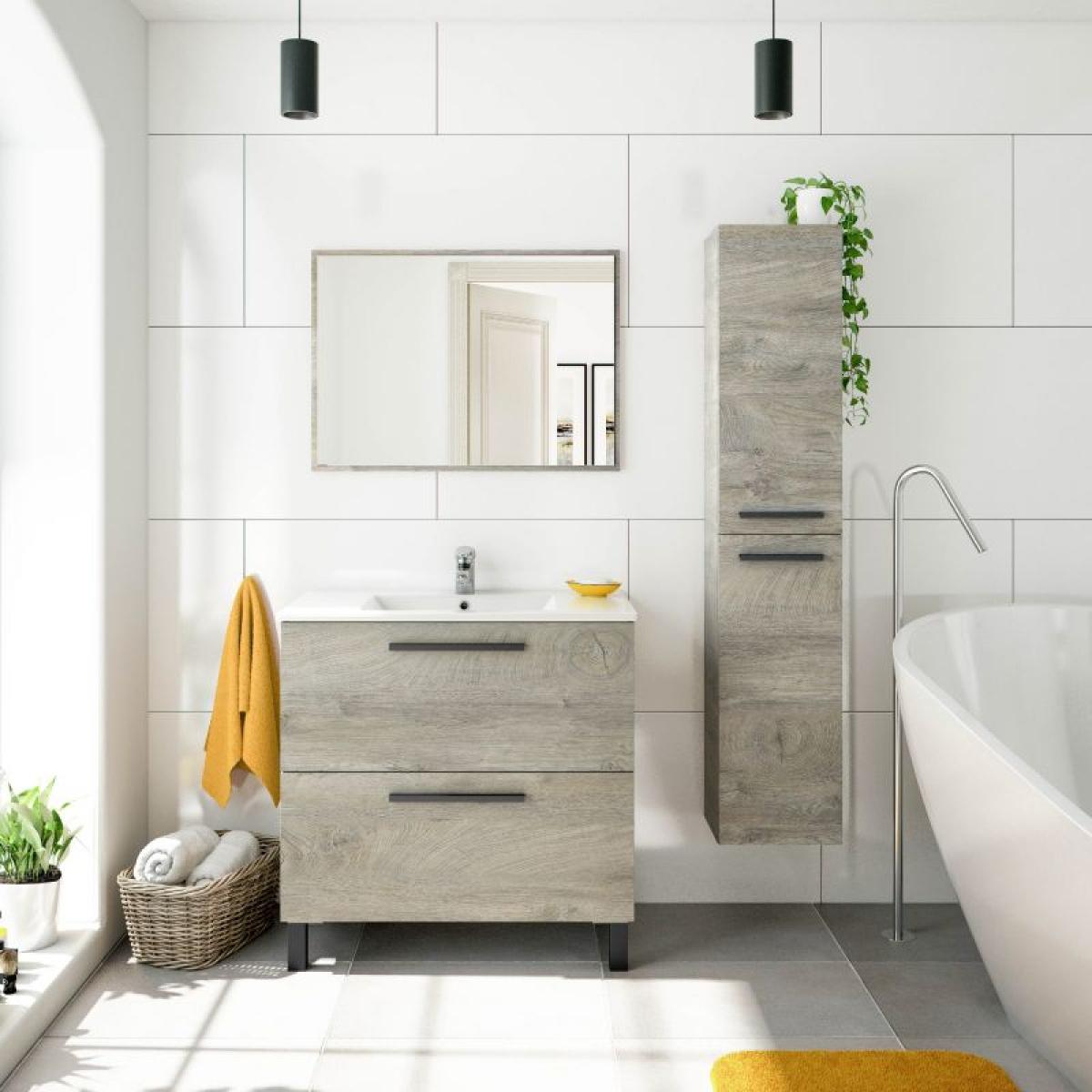 Columna de baño Athena 2 puertas Blanco Artik (Blanco Mate) – Roble Alaska