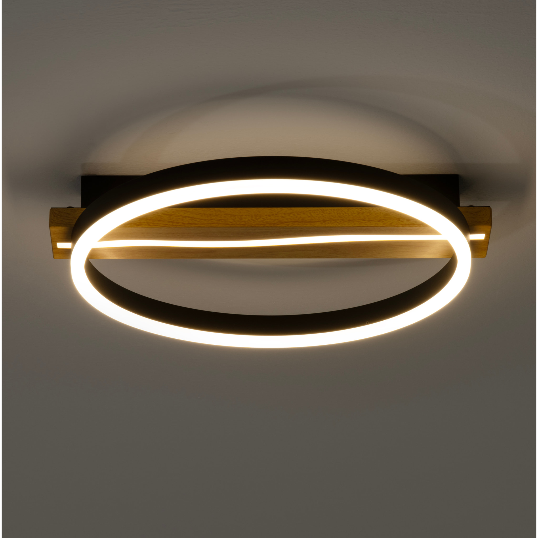Forlight Plafón LED Eficiente para Techo, Diseño Moderno Negro Opal, Aluminio y Acrílico Resistente, Iluminación Interior de Alta Luminosidad, Auna Round