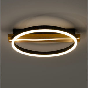 Forlight Plafón LED Eficiente para Techo, Diseño Moderno Negro Opal, Aluminio y Acrílico Resistente, Iluminación Interior de Alta Luminosidad, Auna Round