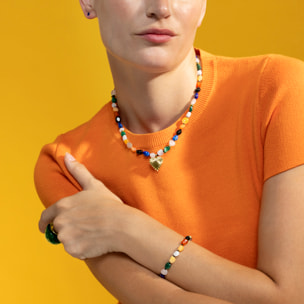 Pulsera con Multicolor Piedra Natural acabado oro 18k