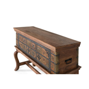 Consola de Madera de Mango 116 Cm Estilo Artesanal Clásico