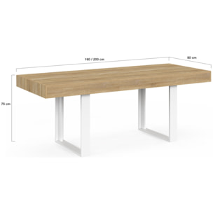 Table à manger extensible Brixton bois et blanc 120-160cm