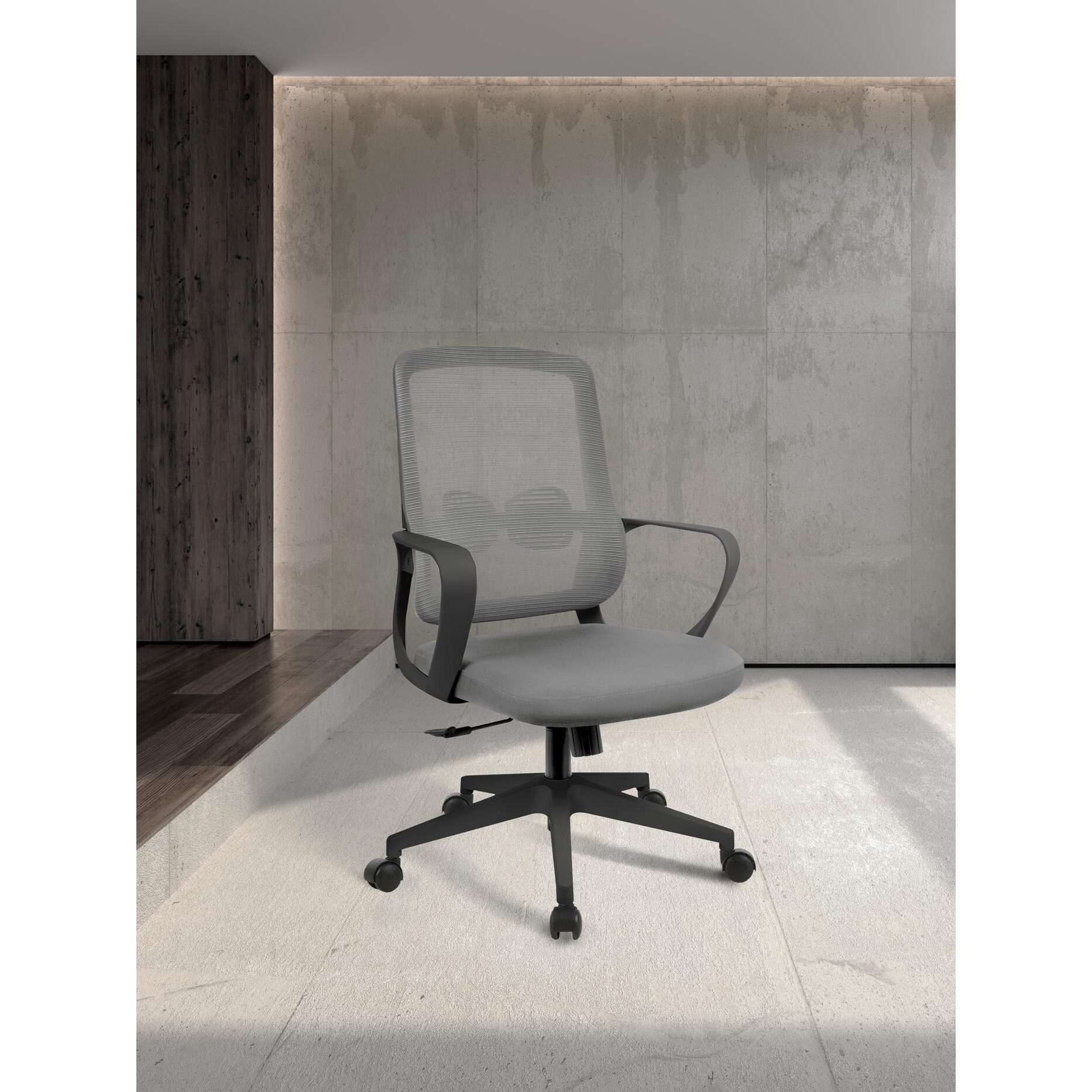 Silla de estudio Leah tela gris y negro 107x66x61 cm