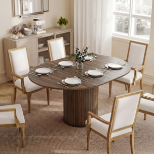Table ronde extensible table de salon design bois 6-8 personnes dia. 110-150 x 75 cm effet bois noyer