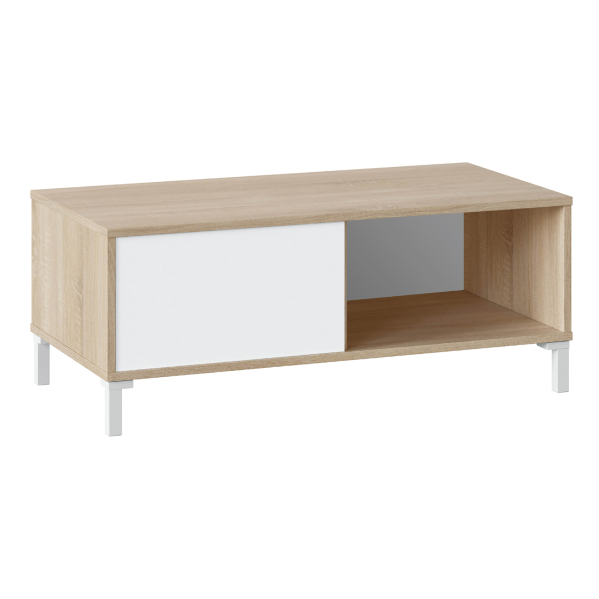 Mesa De Centro Auxiliar Urban Plus 40x100x50 Cm Roble Canadian / Blanco Artik