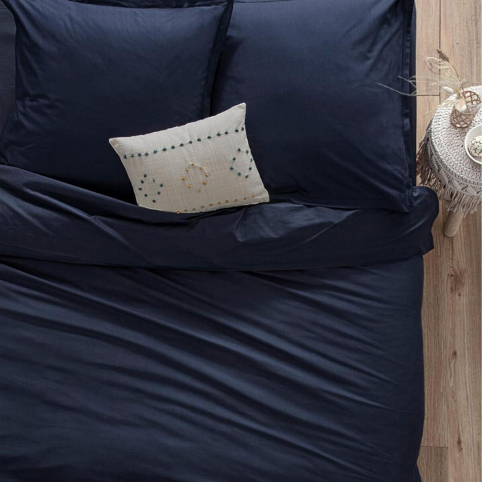 Housse de couette "Carina" en coton bleu encre 240x220cm