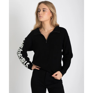 Jersey de mujer cuello alto cremallera.