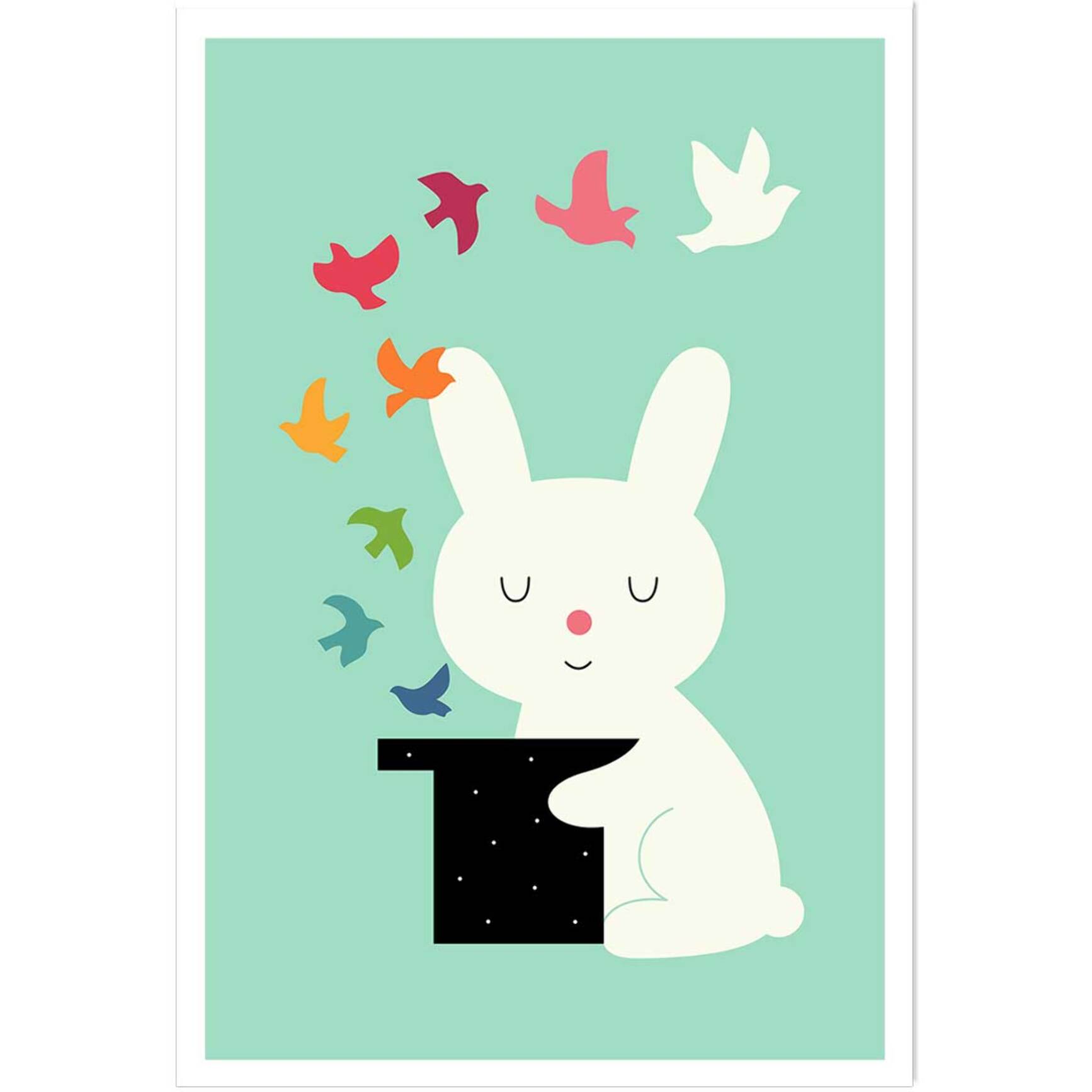 Affiche enfant lapin magicien  Affiche seule