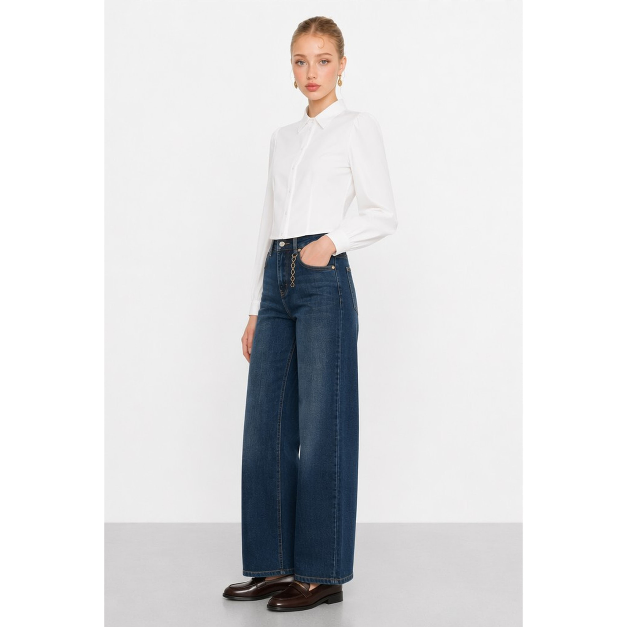 Kocca - Blusa da donna con colletto, bottoni e maniche lunghe Donna