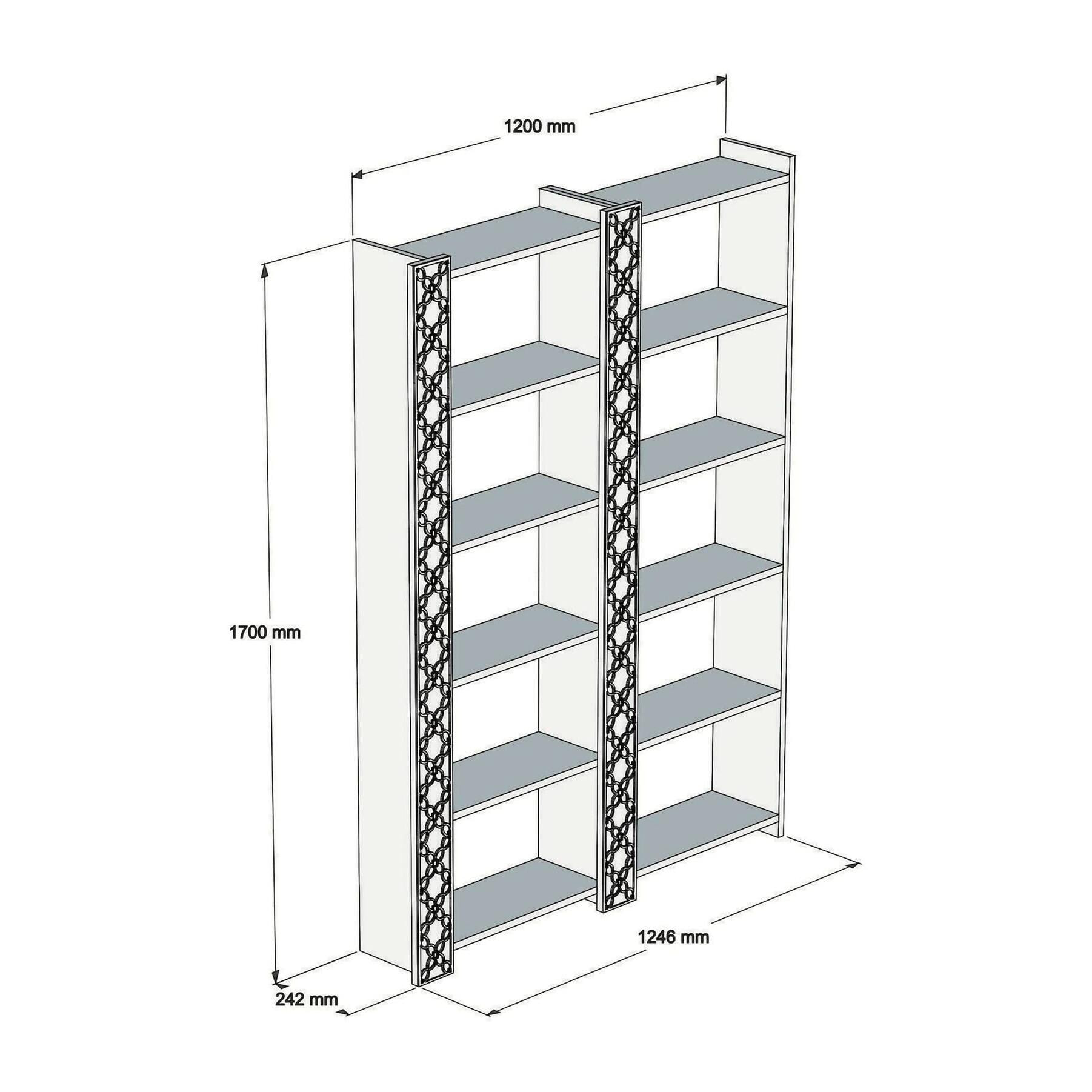 Libreria Destéve, Scaffale da ufficio, Mobile portalibri, Biblioteca, 125x24h170 cm, Noce e Bianco