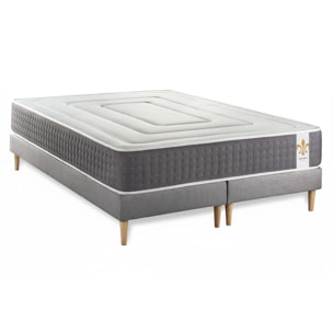 Ensemble Matelas Vingt-Six - 26cm - Ressorts ensachés et mémoire de forme - Confort 5? - Sommier Tapissier Gris