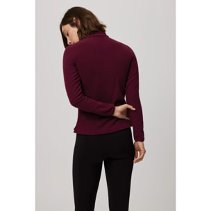 Pile da donna con mezza zip color bordeaux