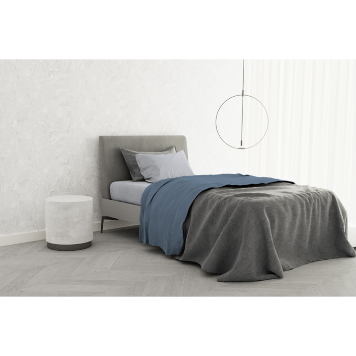 COMPLETO LETTO TRENDY CHIC MADE IN ITALY COTONE- CELESTE SINGOLO