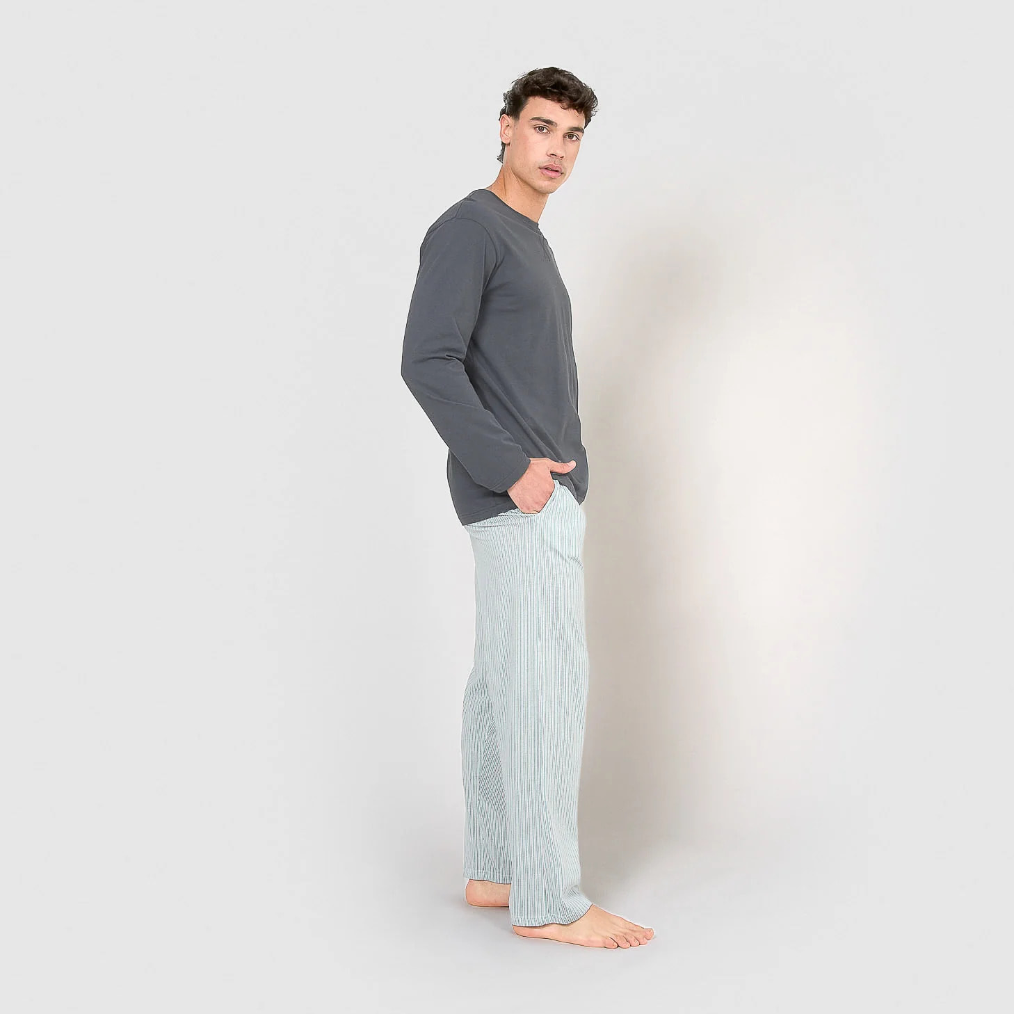 Pigiama lungo in cotone jupiter blu navy