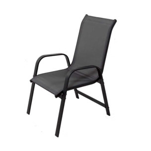 Fauteuil jardin Alu/Textilène "Porto" - Phoenix - Gris clair - Lot de 2