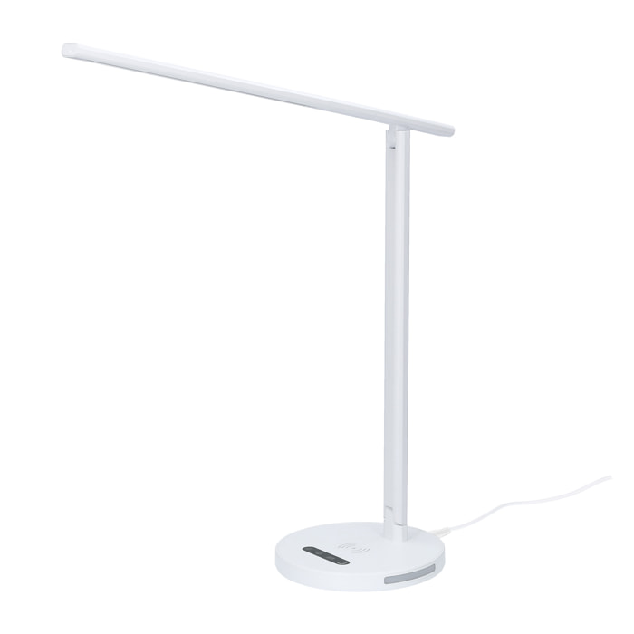 Forlight Avance Flexo led táctil con Regulador de Intensidad y Temperatura de luz. Cargador para móvil de inducción. Blanco.