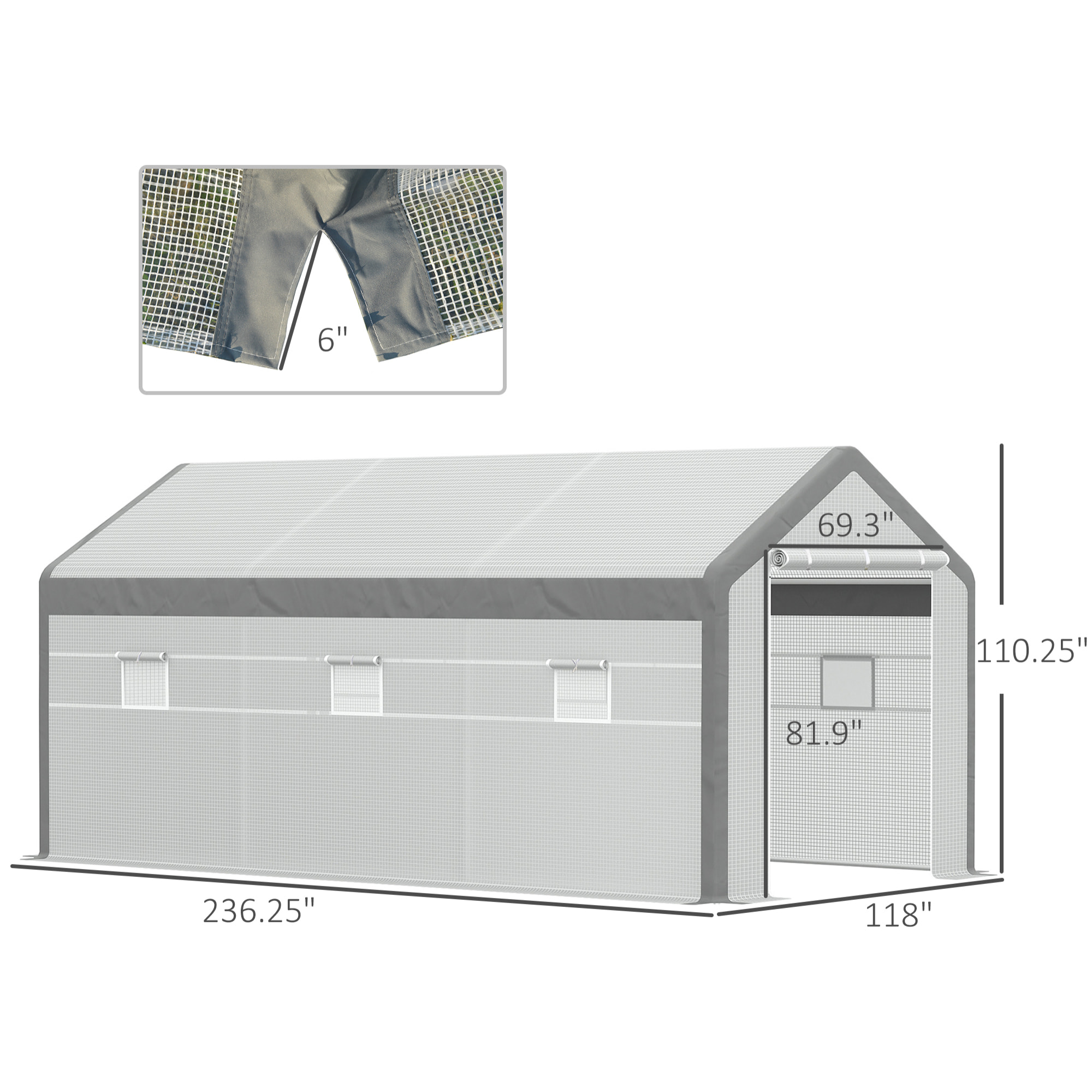 Invernadero de Jardín 600x300x280 cm Caseta para Cultivo de Plantas Blanco